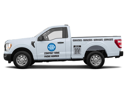 Custom business logo, QR code & vinyl lettering decals for UTE (Regular cab pickup trucks)